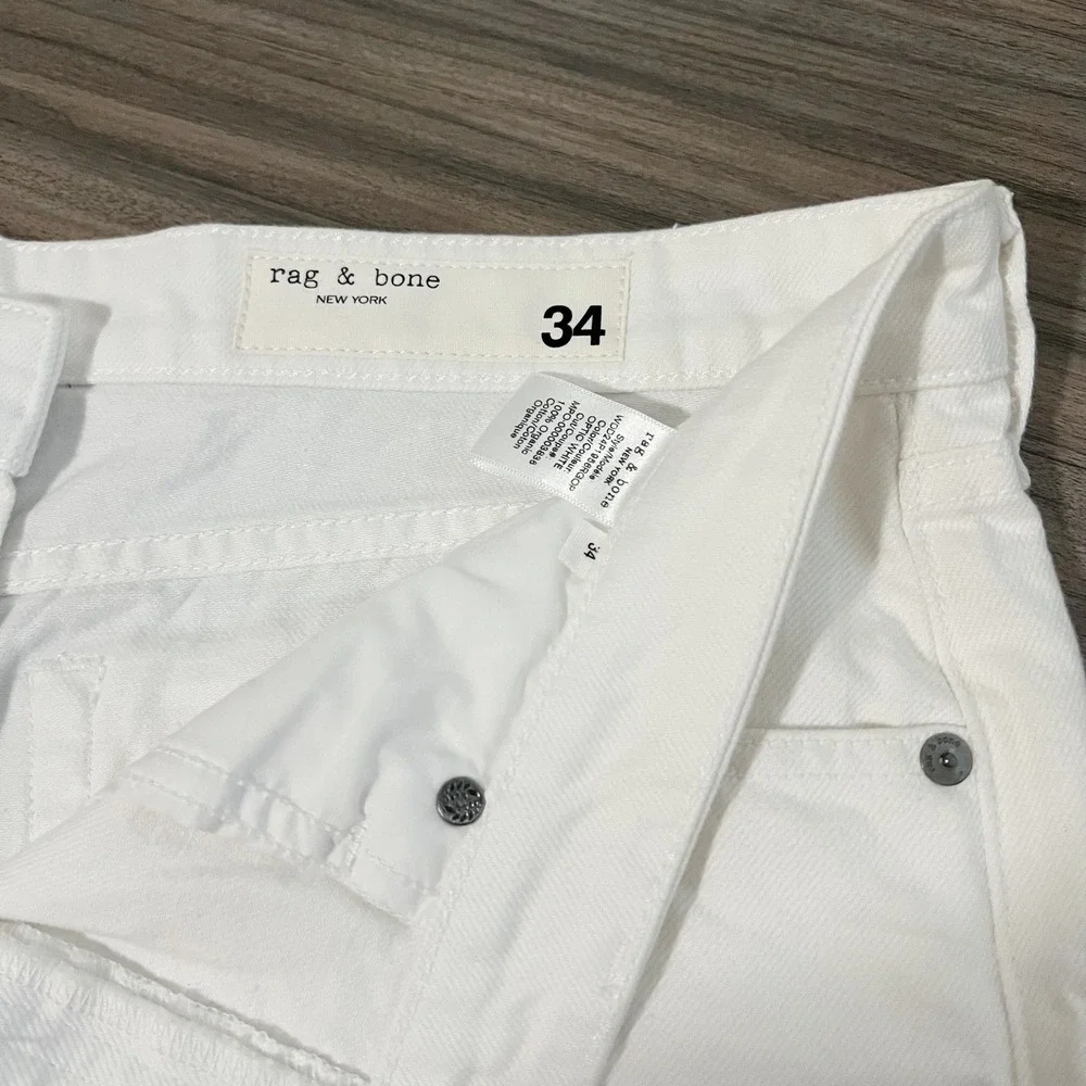 Rag & Bone The Dre Low-Rise Shortie White Denim Cutoff Shorts 34
